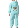 thumbnail image 6 of Bow Print Outfits Set For Kids Thick And Cozy Girls Tracksuit Fashionable Bow Print Pullover Hoodie With Jogger Pants Casual Two Piece Outfit For Toddler And Kid Mint Green 140(8-9 Years), 6 of 9