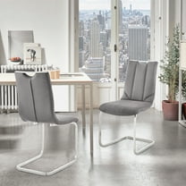 Armen Living Pacific 20" Fabric Dining Armless Chair in Gray/Steel (Set of 2)