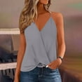 thumbnail image 2 of Olyvenn Fashion Summer Hollow Out Wrap Sleeveless Camisole Fashion Vacation Loose Tank Top Holiday Shirt Casual Vest Women Going Out Tank Top Gray XL, 2 of 6