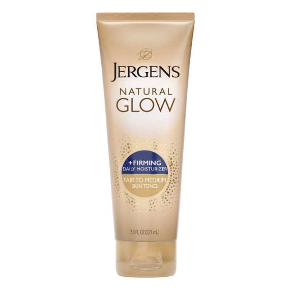 Jergens Natural Glow Firming Daily Moisturizer, Self Tanner, Fair to Medium Tone, 7.5 fl oz
