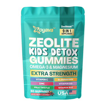 Zoyava Zeolite Kids Detox Gummies Mixed Berry Flavored All-in-One 60 Gummies for Detox, Immunity, and Overall Wellness