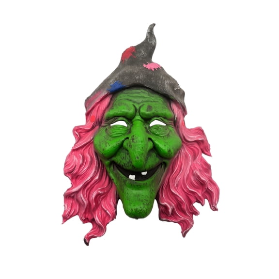 Witch Mask Latex Halloween Mask Wavy Pink Pointed Witch Hat Halloween Accessory for Halloween Party Decor and Themed Events