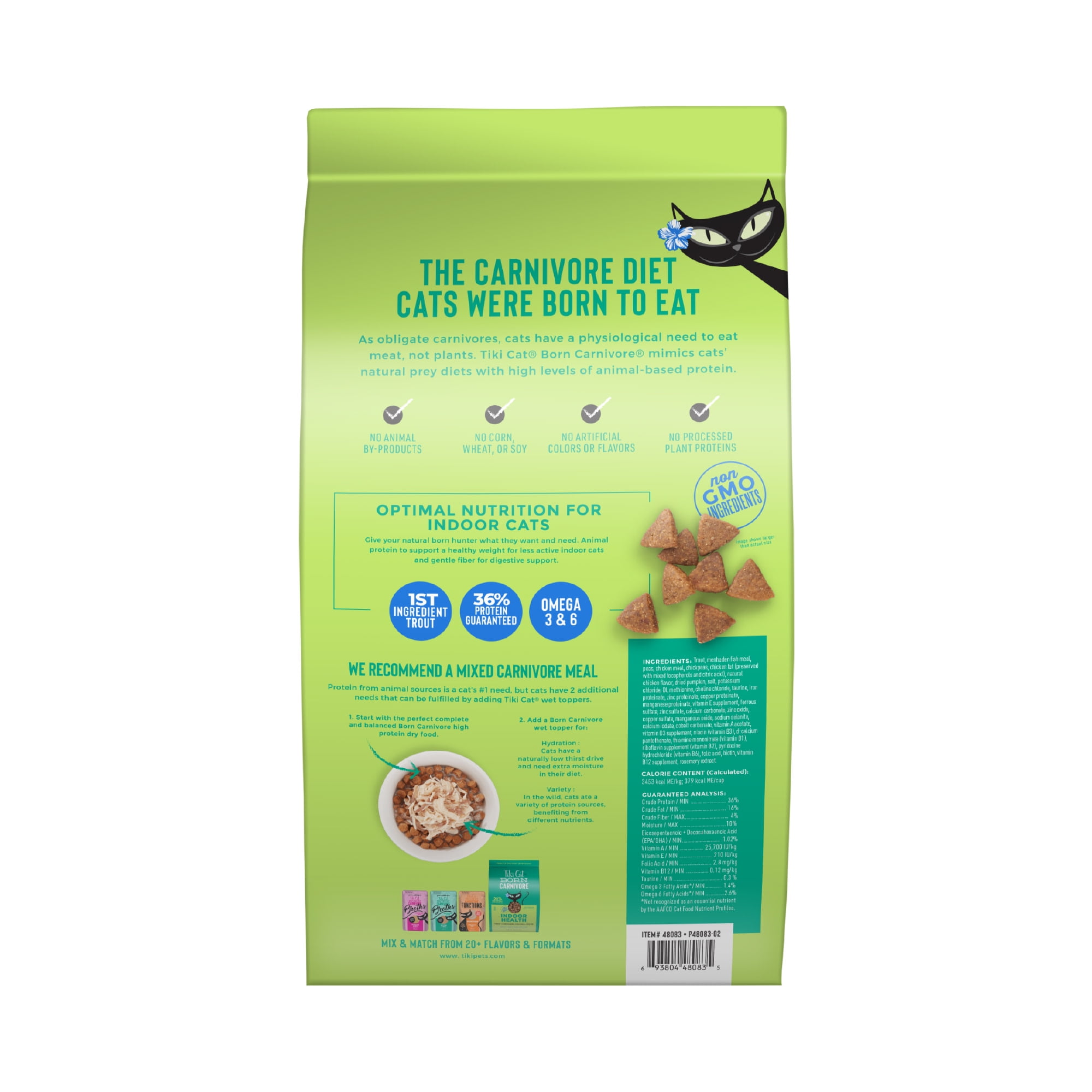 Tiki Cat Born Carnivore Indoor Health Dry Cat Food, Trout & Menhaden Fish Meal, 6 lbs. Bag