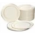 thumbnail image 3 of OCCASIONS 240 Pack Heavyweight Wedding Party Disposable Plastic Plates (6.25" Cake Plate, Ivory & Gold Rim), 3 of 4