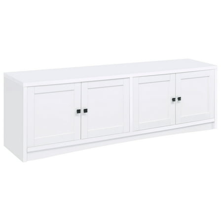 Donna TV Stand Media Cabinet with 4 Doors, White Melamine 78 Inch