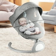 Bigzzia Baby Swing Bouncer Chair,Baby Rocker, Multi-function Music Electric Baby Swing Suit for 0-12 Months,Gray