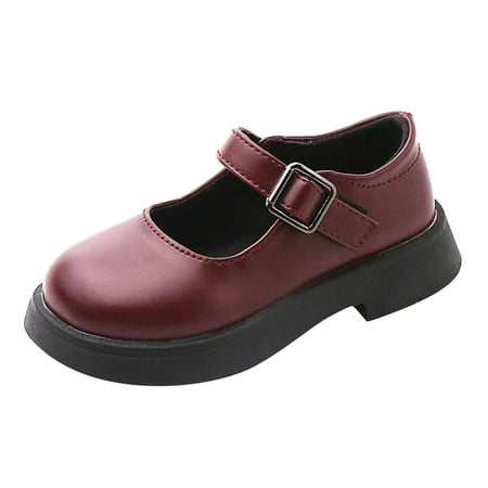 

Zlekejiko Fashion Spring Summer Children Casual Shoes Girls Thick Sole Slip On Buckle Comfortable Solid Color Simple Style