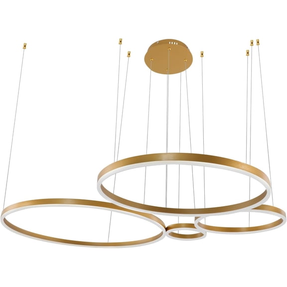 Modern LED Pendant Light 4 Rings Chandeliers Ceiling Light Dimmable Chandelier Lighting 3 Color Changes with Remote Control for Dining Room, Kitchen, Living Room, Bedroom