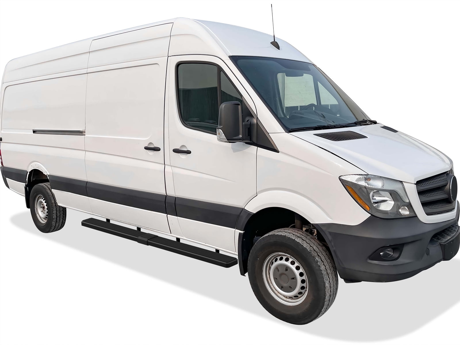 APS Running Boards 5in Matte Black Compatible with Dodge Sprinter 2007-2009 Full Size Van & Mercedes-Benz Sprinter 10-25 3-Door(Exclude Passenger Van With Rear A/C and 2015 4X4) Stainless Steel