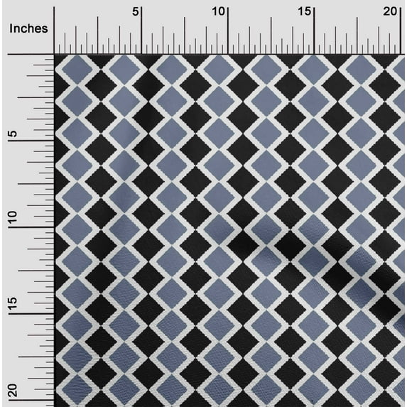 oneOone Cotton Poplin Dusty Blue Fabric Argyle Check Sewing Fabric By The Yard Printed Diy Clothing Sewing Supplies 56 Inch Wide