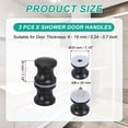 thumbnail image 2 of Uxcell Glass Shower Door Handle, Back-to-Back Shower Door Knob for Bathroom Sliding Black, 2 of 7