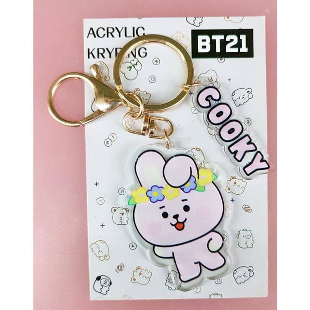Nuevo Anime Flores BTS BT21 Acrílico De Doble Cara Llavero Colgante De Oro Accesorios Regalo CHIMMY COOKY KOYA MANG RJ SHOOKY TATA