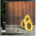 thumbnail image 3 of Ambesonne Vintage Shower Curtain, Sunflowers on Rustic Print, 69"Wx84"L, Chocolate Earth Yellow, 3 of 4