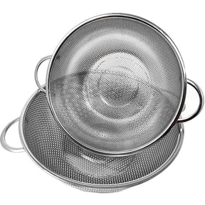 2 Piece Stainless Steel Mesh Micro-Perforated Strainer Colander Set (3/5 Quart)