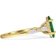 thumbnail image 5 of Art Deco Marquise Vintage Style Ring Green Emerald Cubic Zirconia Yellow Tone 925 Sterling Silver, Size 9, 5 of 7