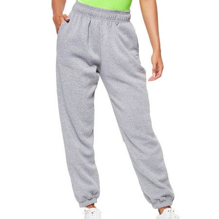 Womens Casual Solid Pants Sports Jogging Gym Elastic Waist Comfy ...