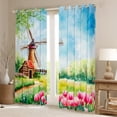 thumbnail image 2 of Castle Fairy Boys Girls Cartoon Cottage Windmill Curtains Pack of 2 (42x84 Each),Chic Floral Flowers Curtains Blackout,Spring Garden Bedroom Curtains,Microfiber Bedroom Decor, 2 of 6