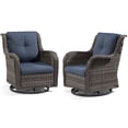 thumbnail image 2 of Meetleisure 2 Pieces Outdoor Patio Furniture Wicker Swivel Chair with Cushions for Backyard,Herringbone Navy, 2 of 6