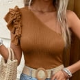 thumbnail image 4 of Kaemgyyd Off the Shoulder Tops for Women Breathable Loose Ruffle Sleeveless Blouse Trendy Slim Fit Backless Boho Shirts, 4 of 6
