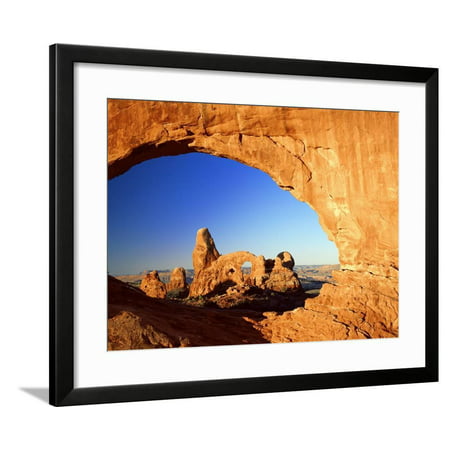 Turret Arch Through North Window at Sunrise, Arches National Park, Moab, Utah, USA Framed Print Wall Art By Lee