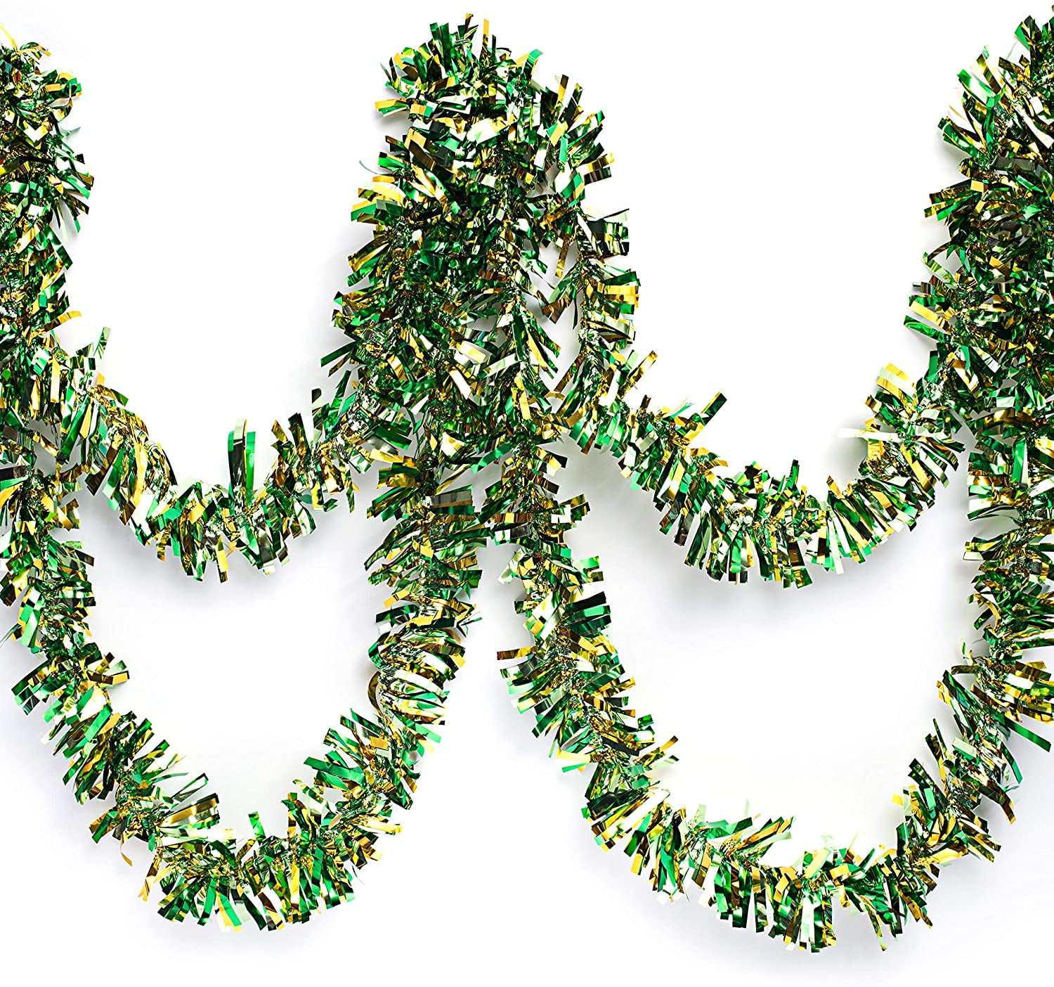 ThreeColor Metallic Tinsel Twist Garland, Light Green, Green and Gold