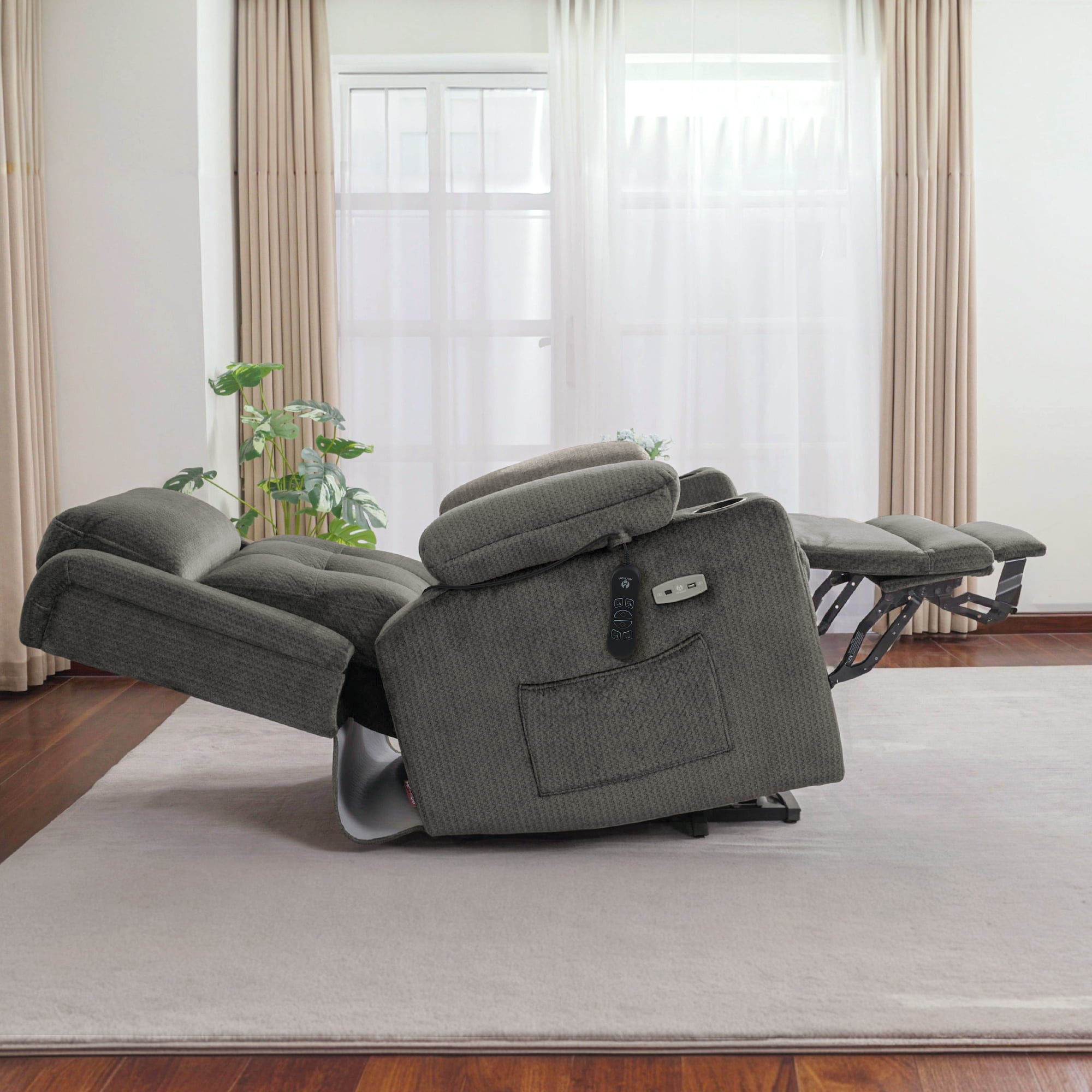 MCombo Triple Motor Power Lift Recliner for Big and Tall, Adjustable Headrest, Fabric(Grey)