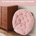 thumbnail image 4 of Magshion Set of 2 Saucer Chair Soft Faux Fur Folding Accent Chair, Lounge Lazy Chair Moon Chair Seat with Metal Frame for Bedroom Living Room, Pink, 4 of 10