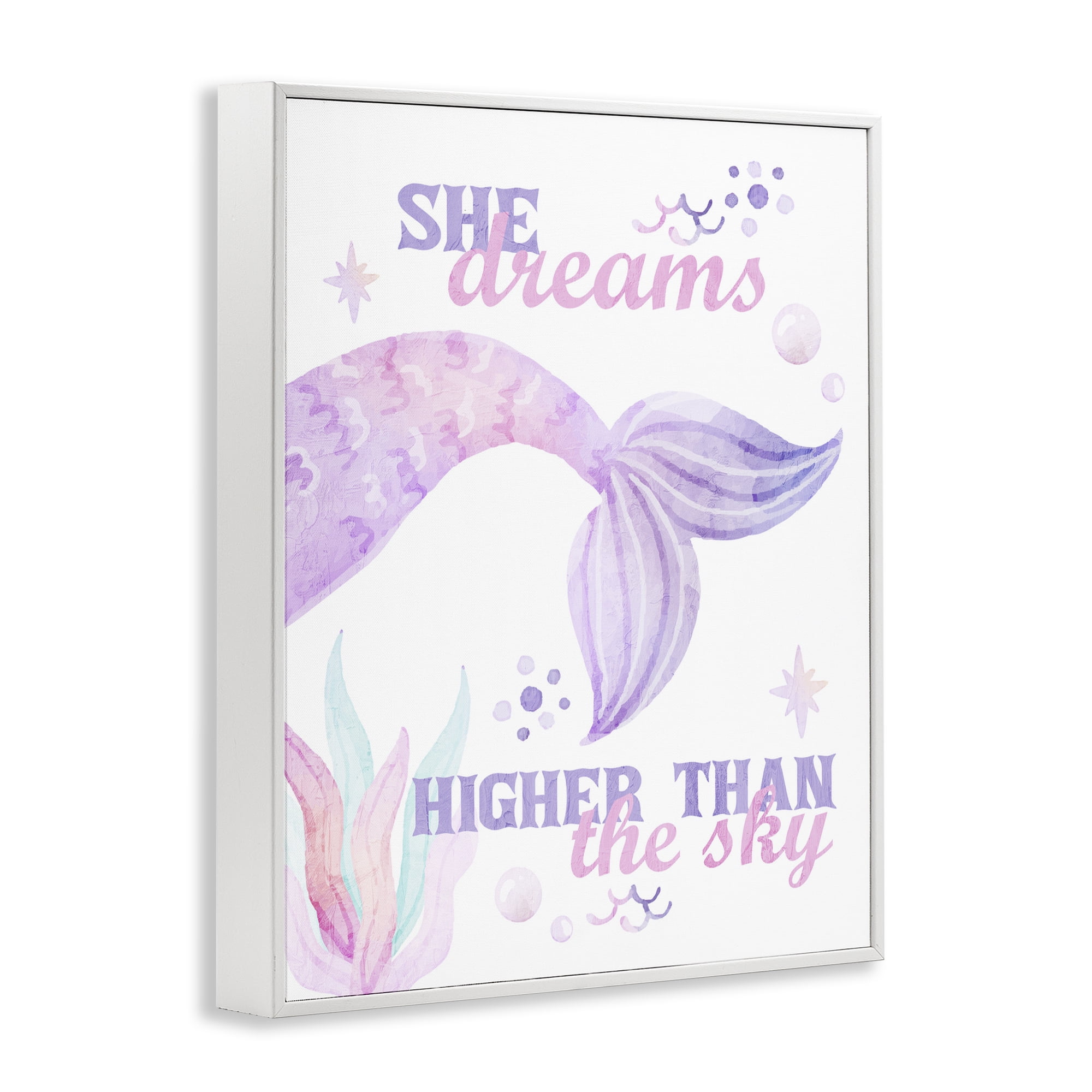 She Dreams Higher Than The Sky White Framed Giclee Art, design by Kim Allen