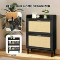thumbnail image 4 of Finnhomy Extended Edition Shoe Cabinet with Natural Rattan Drawers, 2-Tier Slim Organizer, 4 of 6