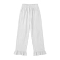 thumbnail image 5 of Admvng Women's Linen Pants Casual Wide Leg Ruffle Hem Elastic Waist Trousers, 5 of 5