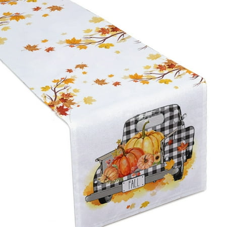 

Thanksgiving Table Runner Maple Leaves Pumpkins Placemat Table Mats Kitchen Dining Table Party Decoration