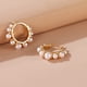 thumbnail image 4 of Pendientes de aro de oro perla para mujer, pendientes de aro chapados en oro de 14 quilates, pendientes ligeros de perlas de imitación, aros delicados con cuentas para niñas JM, 4 of 5