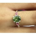 thumbnail image 3 of Unique Green Tourmaline Ring - Anniversary Gift - 925 Sterling Silver Ring - Three Birthstone Ring - Rose Quartz Jewelry Ring Gift for Her, 3 of 6