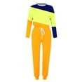 thumbnail image 5 of YUGYXL 2 Piece Sweatsuits for Women Lightweight Comfy Plus Size Outfits Fashion Crew Neck Color Block Sweatshirt and Solid Sweatpants Tracksuits Set Gift for Wife, 5 of 6