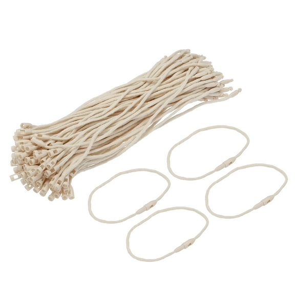 Uxcell Polyester Rope Hang Tag String Snap Lock  Plastic Tags Ties 190mm/7.48" Length,1.5mm/0.06" Dia,Pack of 100,Beige