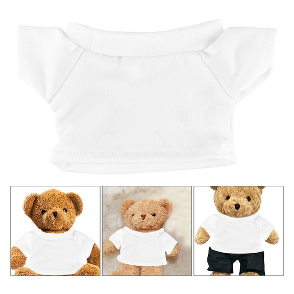 WRITWAA 4pcs Small Doll Clothes White Cotton Bear T-Shirts Set for Dolls