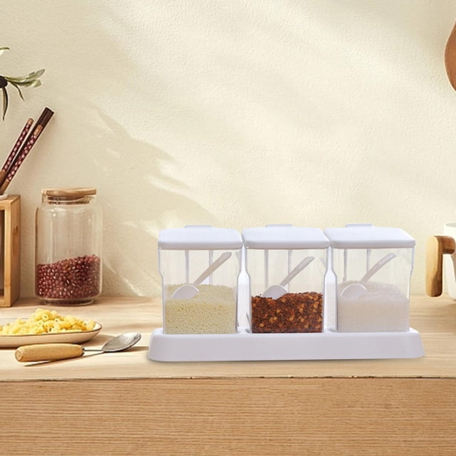 Caja de Condimentos Transparente Soledad Tarro de Especias con Tapa y Cuchara