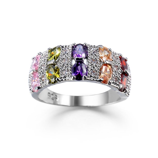 Exquisito anillo de piedra redonda geométrica femenina Plataful de Ley 925 circonita AAA diseño de joyería anillos de boda para mujer Bague