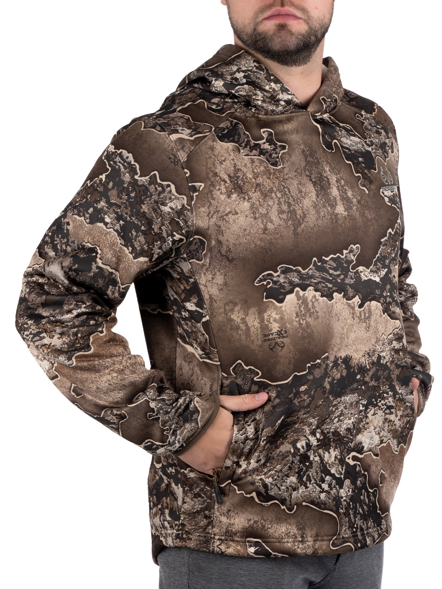 Men's Camo Hunting Performance Hoodie Pullover Sweatshirt by Realtree, Sizes S-3XL