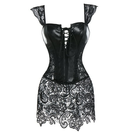 MISS MOLY Sexy Lingerie Corset Top for Women Breathable Steampunk Waist Trainer Zip Dress Plus Size Black 6XL