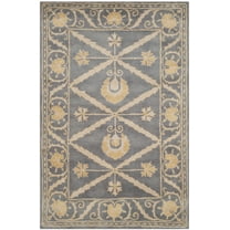 SAFAVIEH Bella Ellery Bordered Wool Area Rug, Blue/Gold, 4' x 6'