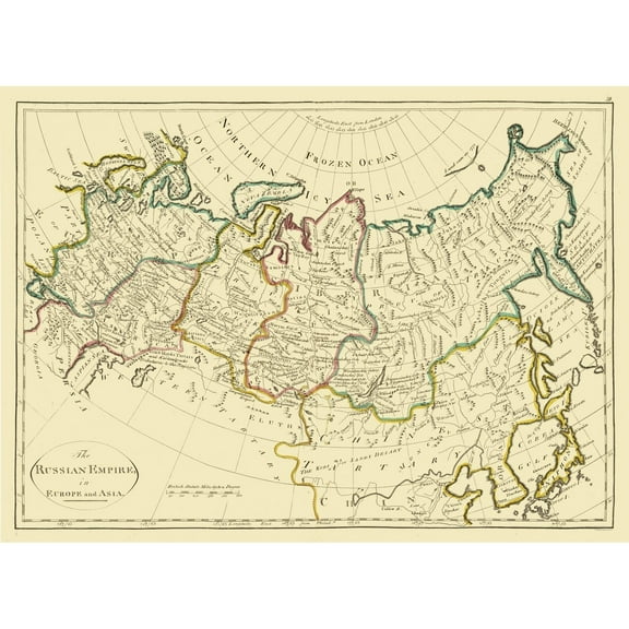 Historic Map - Russian Empire - Carey 1796 - Vintage Wall Art