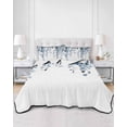 thumbnail image 3 of Blue Eucalyptus Leaves Summer Quilt Set Twin Size, Soft Microfiber Quilted Bedding Set with 2 Pillow Shams, Summer Farmhouse Botanical Lightweight All Season Bedspread Coverlet for Bedroom 68"x86", 3 of 6