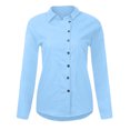 thumbnail image 4 of bnaln Womens Long Sleeve Button Up Shirts Plus Size Crew Neck Cotton Linen Blouses Tops Spring Fashion Office Work Tshirt Loose Fit Dressy Casual Blouse, 4 of 5