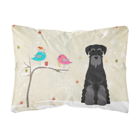 Carolines Treasures BB2504PW1216 Christmas Presents between Friends Schnauzer - Black Canvas Fabric Decorative Pillow,
