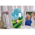 thumbnail image 2 of Piglet in Grass Field Cremation Urn Set – Large and Four Mini Aluminum Memorial Containers with Pastoral Piglet Theme – Animal Ashes Collection with Threaded Lids – 10" Large + 4x3" Keepsake, 2 of 2