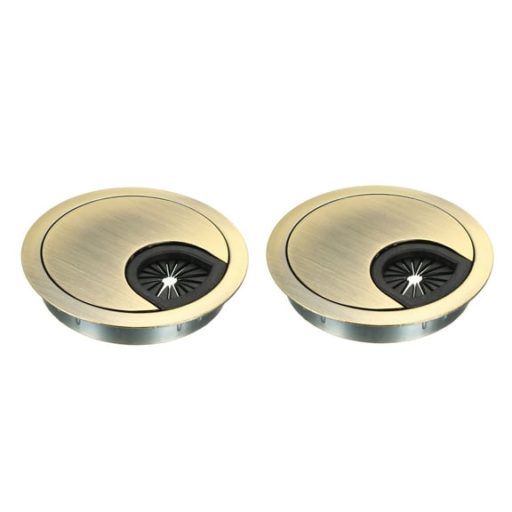 Cable Hole Cover, 2-3/8 Inch Zinc Alloy Desk Grommet for Wire Organizer, 2 Pcs (Bronze Tone)