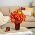 thumbnail image 3 of Nearly Natural 19" Autumn Maple Leaf Artificial Plant in Decorative Planter, Orange, 3 of 3