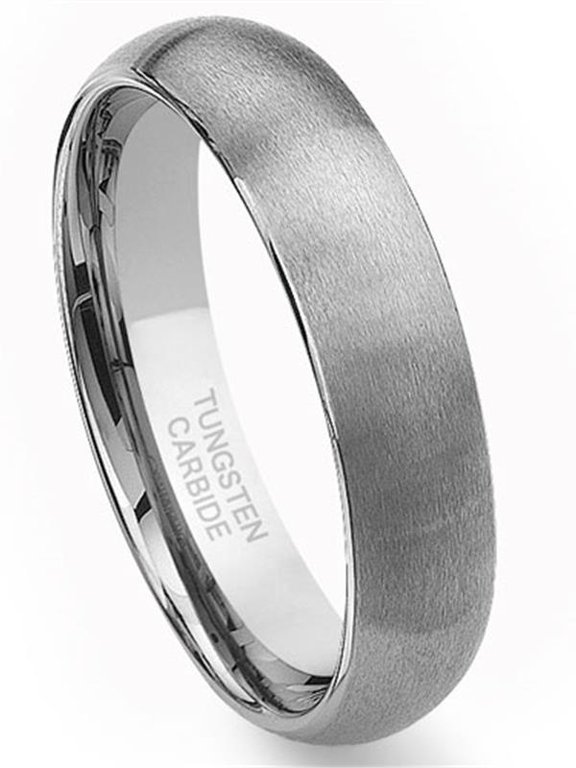 Tungsten Carbide 6mm Brushed Dome Wedding Band Ring Sz 8.5