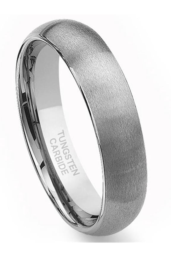 Tungsten Carbide 6mm Brushed Dome Wedding Band Ring Sz 15.0